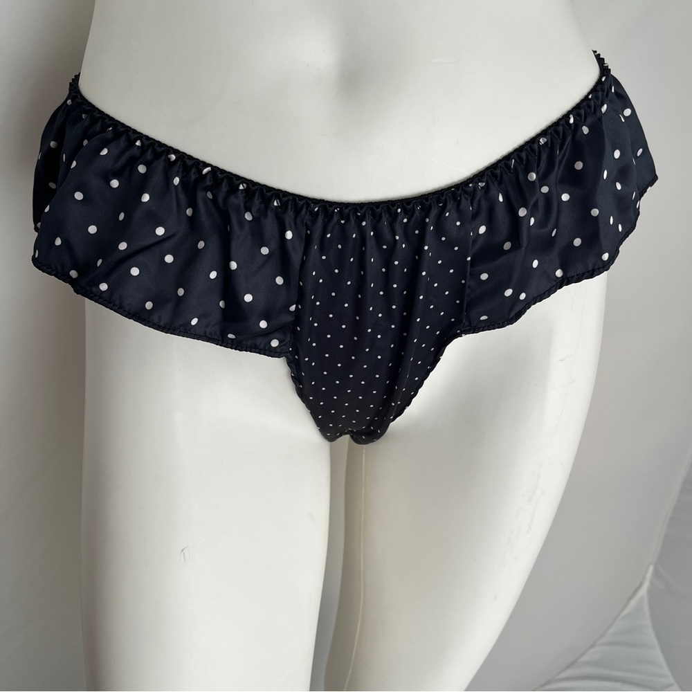 Berlei black and white polka dot satin flutter panty